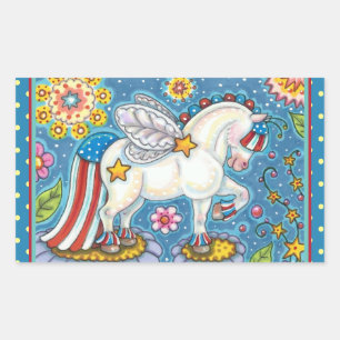 AMERICANA WHIMSYNICKER PATRIOTIC PONY Cute Fantasy Rectangular Sticker