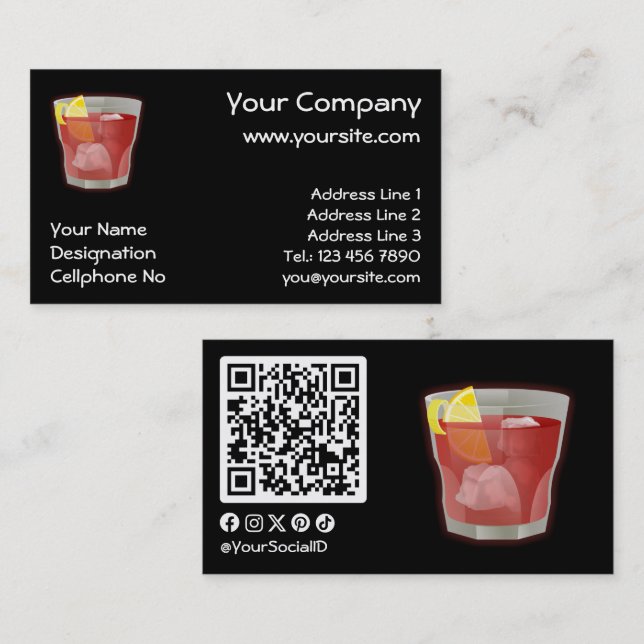 Americano cocktail business card (Front/Back)