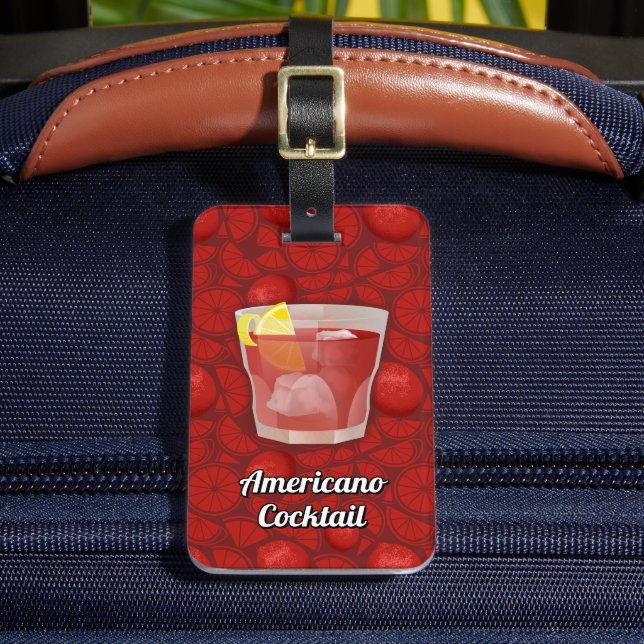 Americano cocktail luggage tag (Front Insitu 2)
