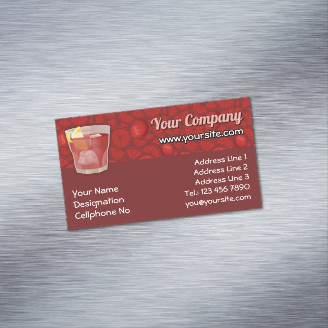 Americano cocktail magnetic business card (In Situ)