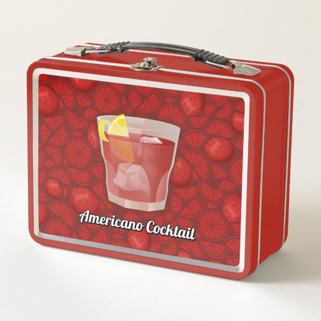 Americano Cocktail Metal Lunch Box (Front)