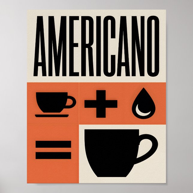 Americano Coffee Formula Minimalist Orange  Poster (Front)