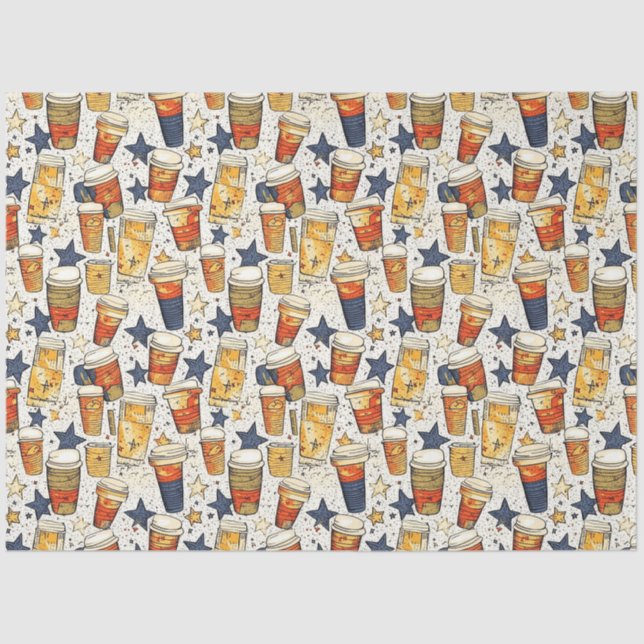 Americano Coffee No 3 ephemera collage pattern Tissue Paper (Front)