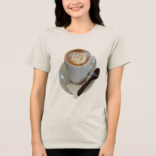 Americano Coffee with Tulip Design And Chocolate Tri-Blend Shirt