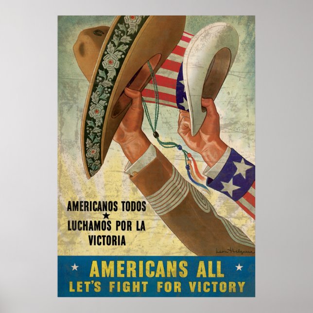 Americans All Let's Fight For Victory Poster (Front)