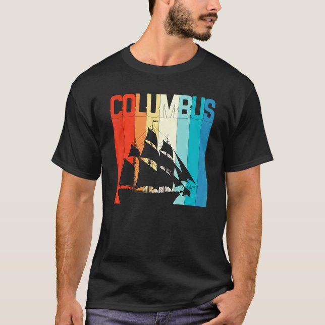 Americans Discovered Columbus Day Vintage People's T-Shirt (Front)