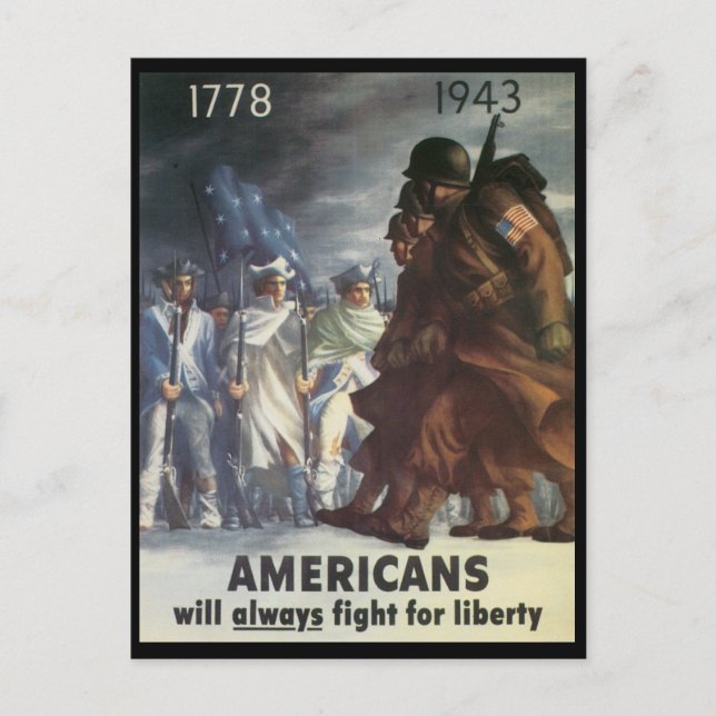 Americans Fight World War 2 Postcard (Front)