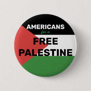 AMERICANS FOR A FREE PALESTINE FLAG RED BLACK  6 CM ROUND BADGE