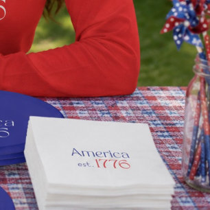 America's 250 Birthday est 1776 Typography White Napkin