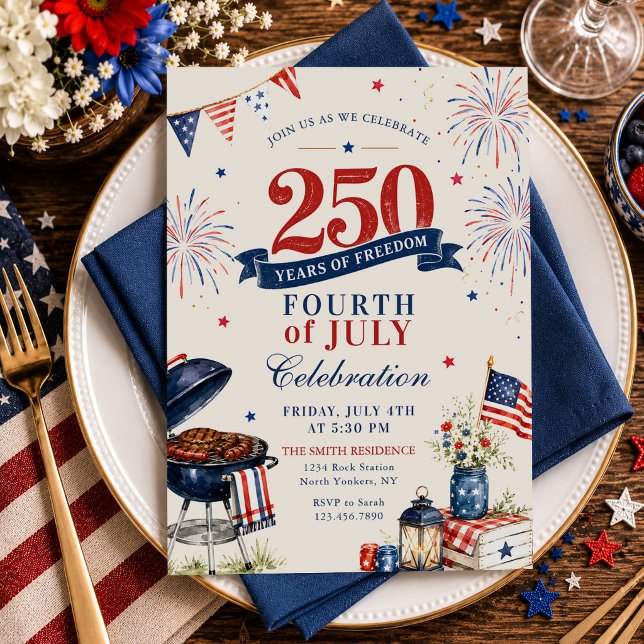 America's 250th Anniversary BBQ Party Invitation (Creator Uploaded)
