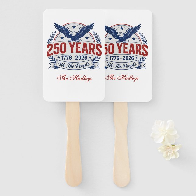 America's 250th Anniversary Name Hand Fan (Front and Back)