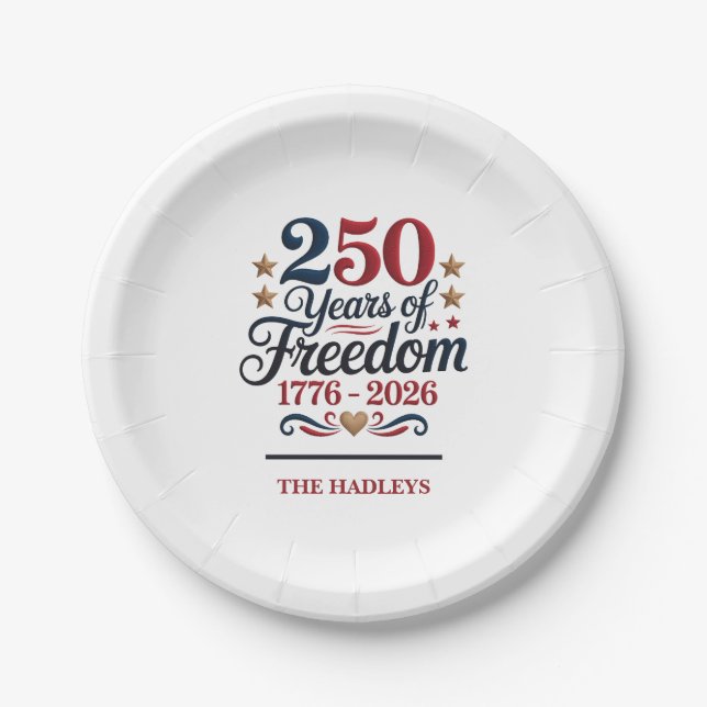 America's 250th Anniversary Name Paper Plate (Front)