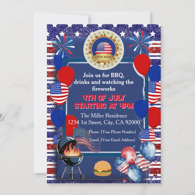 America's 250th Anniversary Party Invitation (Front)