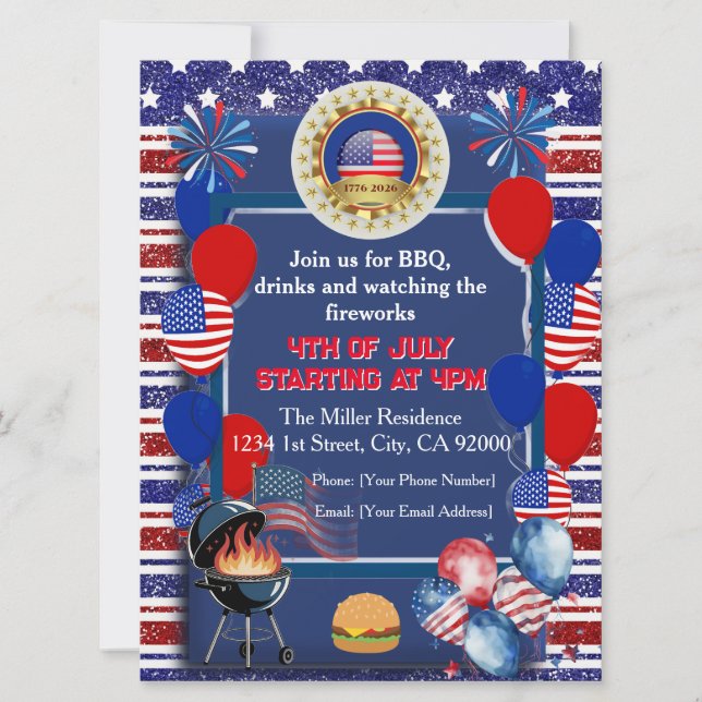 America's 250th Anniversary Party Invitation (Front)