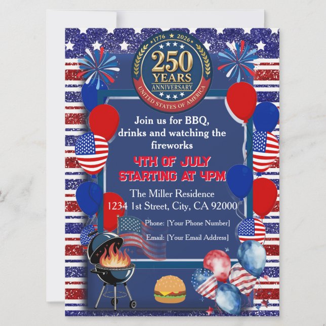 America's 250th Anniversary Party Invitation (Front)
