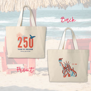 Americas 250th Anniversary Patriotic Freedom Large Tote Bag
