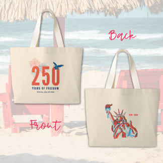 Americas 250th Anniversary Patriotic Freedom  Large Tote Bag