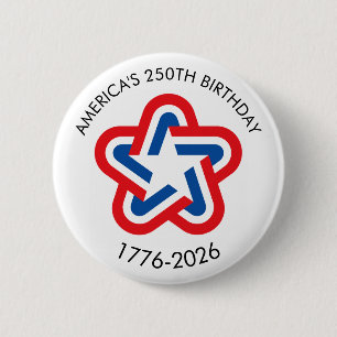 America's 250th Birthday 1776-2026 Red White Blue 6 Cm Round Badge