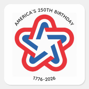 America's 250th Birthday 1776-2026 Red White Blue Square Sticker