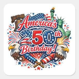 Americas 250th Birthday 4th of July Celebration Square Sticker