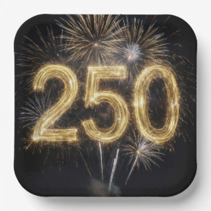 America's 250th Birthday Fireworks Paper Plate