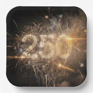 America's 250th Birthday Fireworks Paper Plate