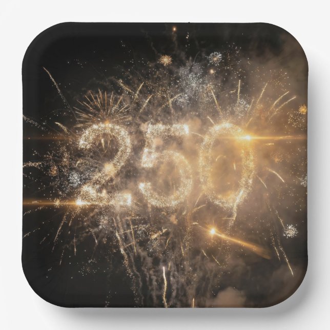 America's 250th Birthday Fireworks Paper Plate (Front)