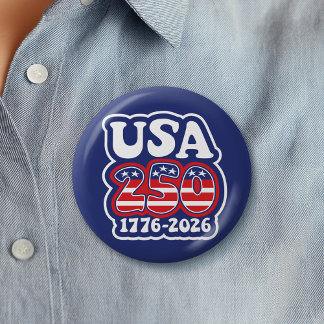 America's 250th Birthday - Groovy USA 250 6 Cm Round Badge