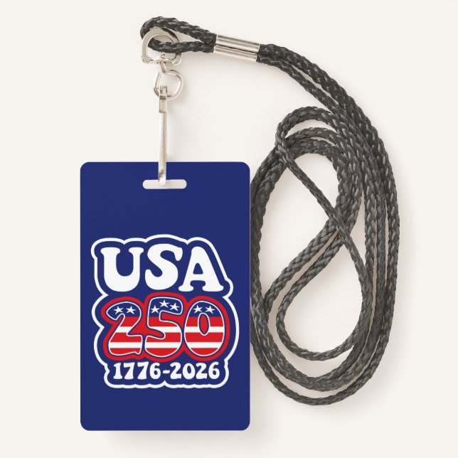 America's 250th Birthday - Groovy USA 250 ID Badge (Front with Lanyard)