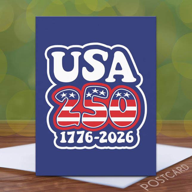 America's 250th Birthday - Groovy USA 250 Postcard (America Postcard - 250 Celebration)