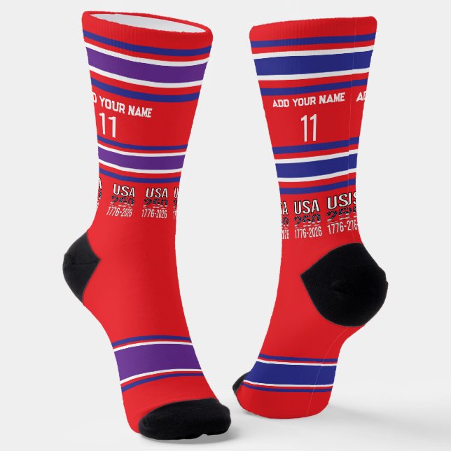 America's 250th Birthday - Name Number Socks (Angled)