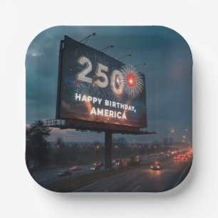America's 250th Birthday Party Billboard Paper Plate