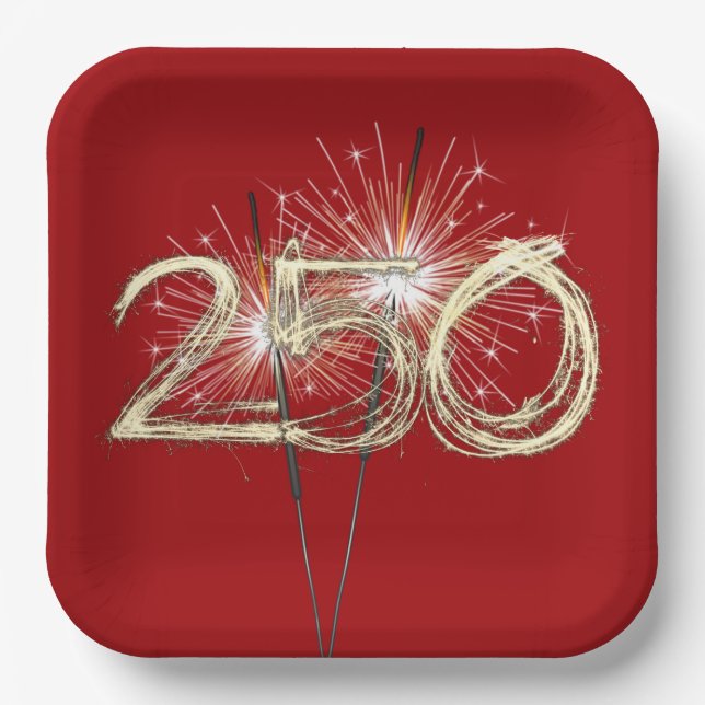 America's 250th Birthday Party Sparklers Paper Plate (Front)