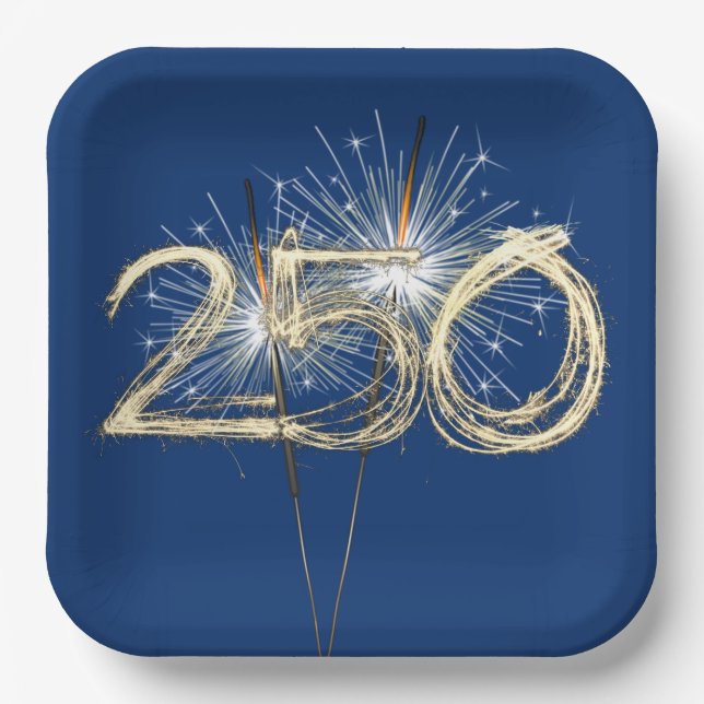 America's 250th Birthday Party Sparklers Paper Plate (Front)