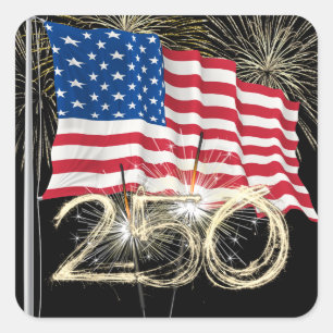 America's 250th Birthday Sparklers and Fireworks Square Sticker