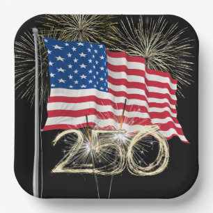 America's 250th Birthday With Sparklers Paper Plate