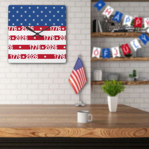America's 250th Stars And Stripes1776-2026 Square Wall Clock