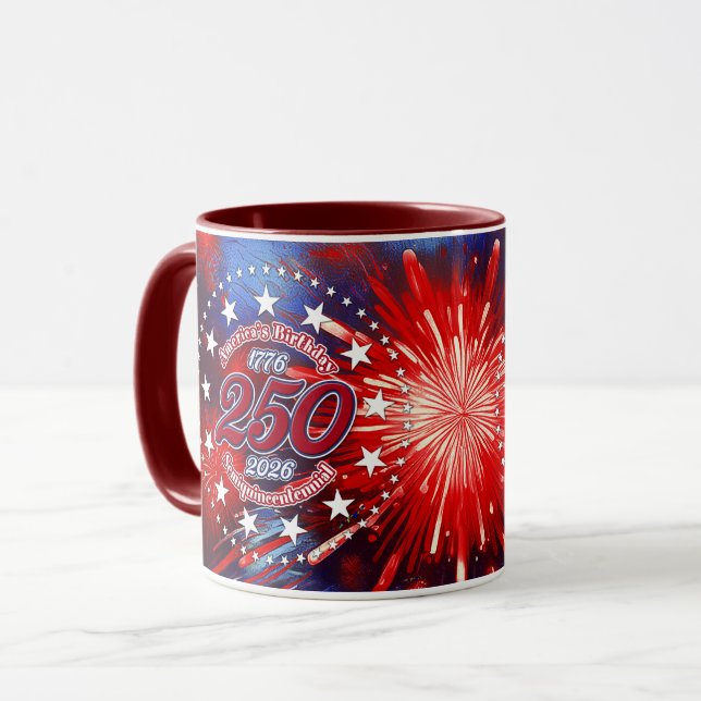 America's Birthday Semiquin Graphic Firework Burst Mug (Front Left)
