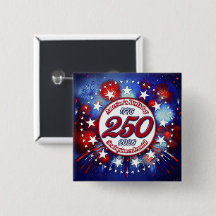 America's Birthday Semiquin Graphic Fireworks Wh 15 Cm Square Badge