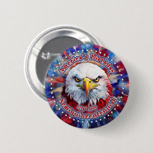America's Birthday Semiquin Red Eagle Fireworks 6 Cm Round Badge