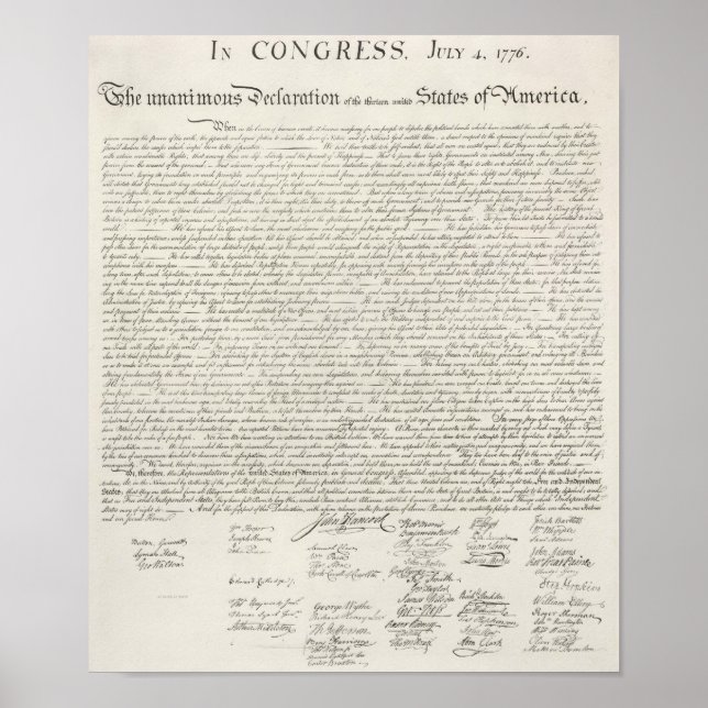 America's Declaration Of Independence Poster (Front)