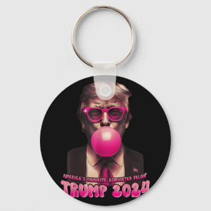 Americas Favourite Convicted Felon Pink Trump Bubb Key Ring