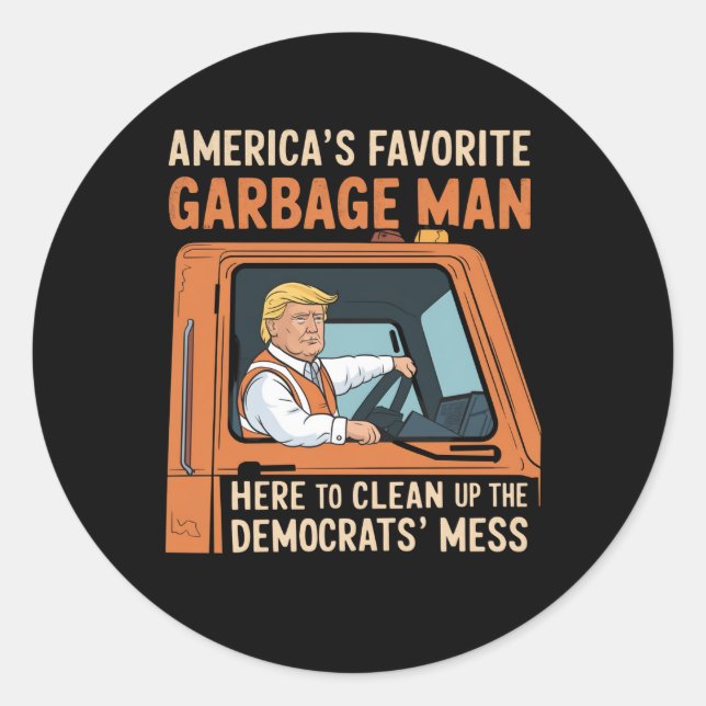 America's Favourite Garbage Man Trump 45 47 USA Classic Round Sticker (Front)