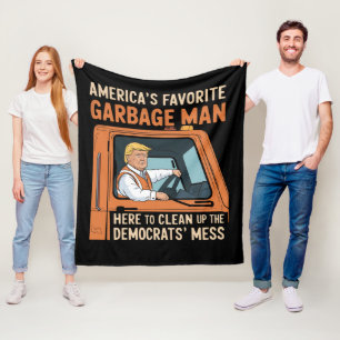 America's Favourite Garbage Man Trump 45 47 USA Fleece Blanket
