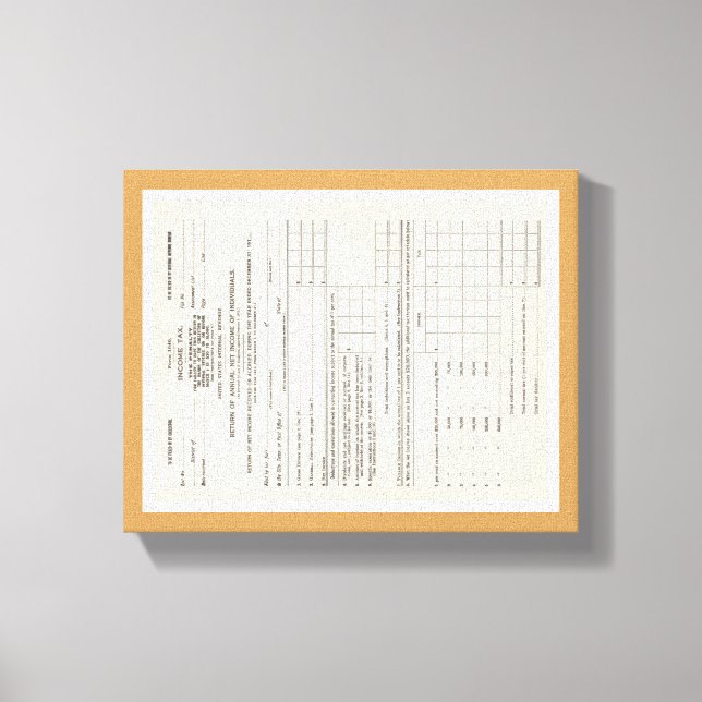 America's First Income Tax Form Canvas (Front)