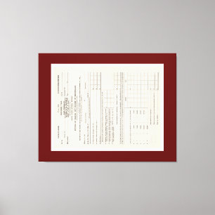 America's First Income Tax Form Canvas Print
