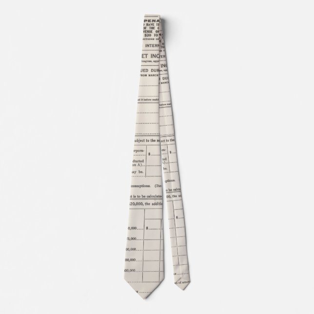 America's First Income Tax Form Tie (Front)