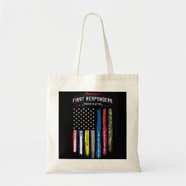 America's First Responders Flag Support American H Tote Bag (Front)