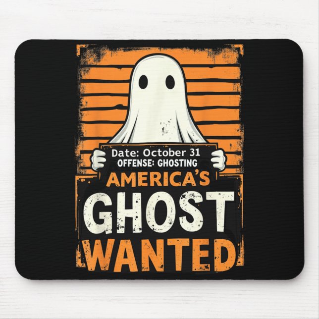 Americas Ghost Wanted Funny Halloween Ghosting Mouse Pad (Front)