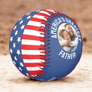 America's Greatest Father USA American Flag Photo Baseball